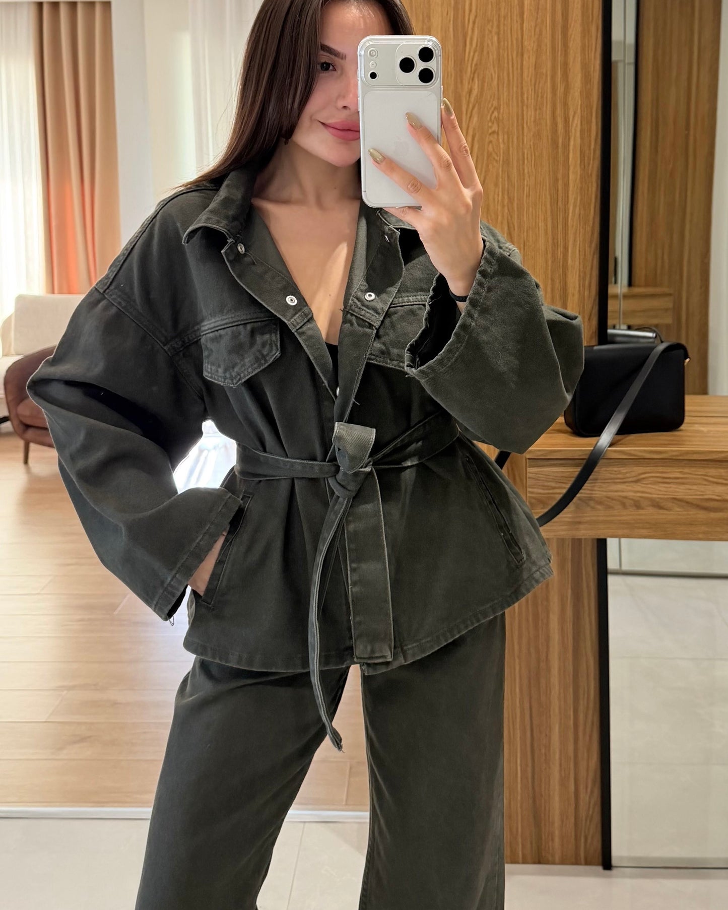 Army Green Denim Set