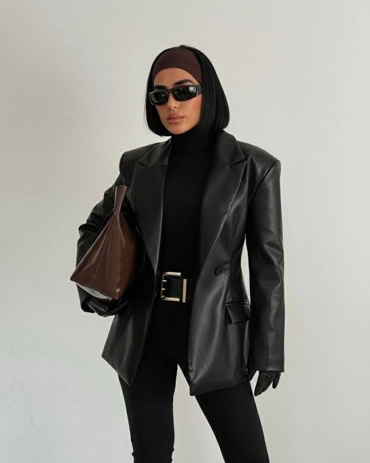 Black Leather Blazer