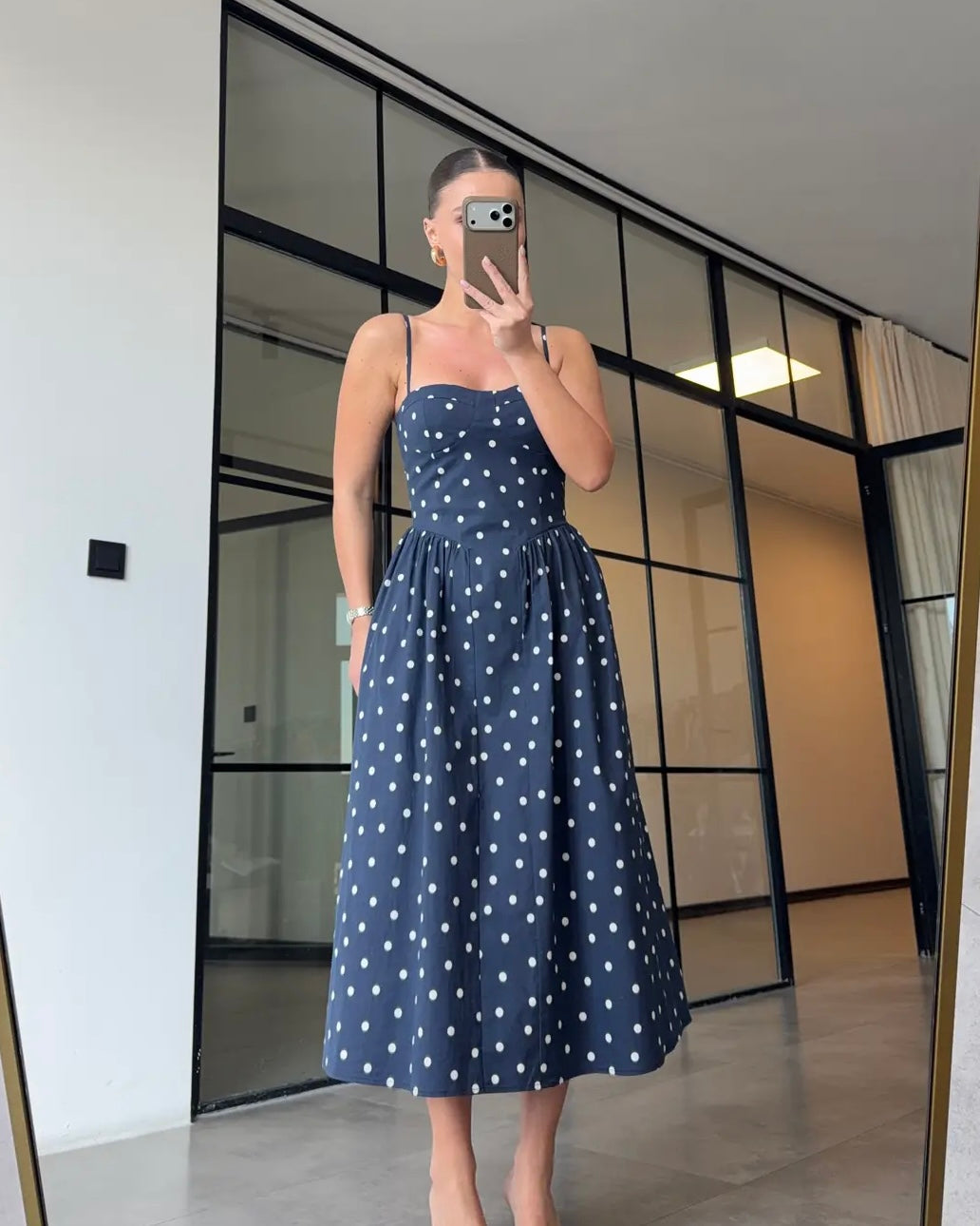 Navy Polka Dot Dress