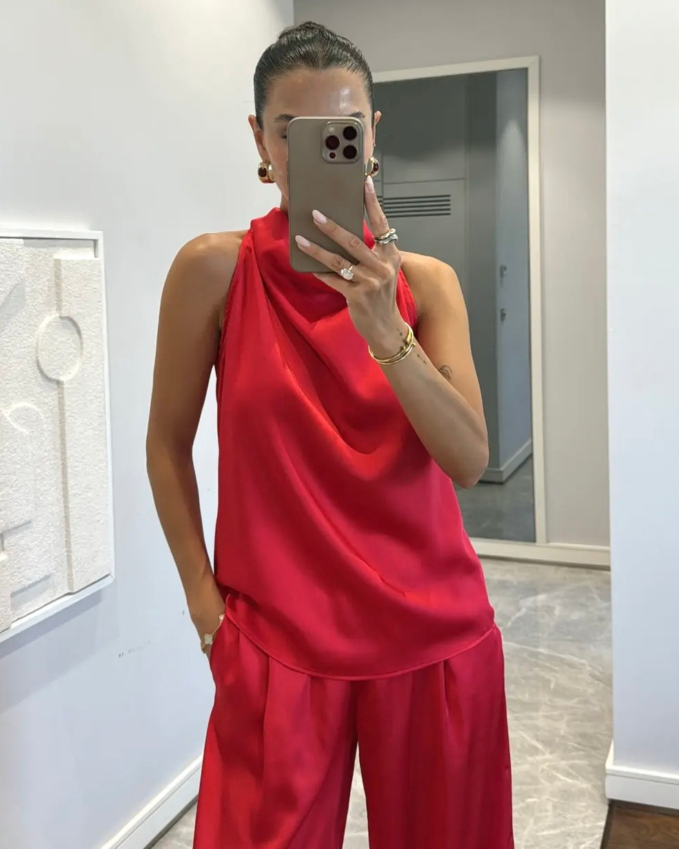 Red Satin Set