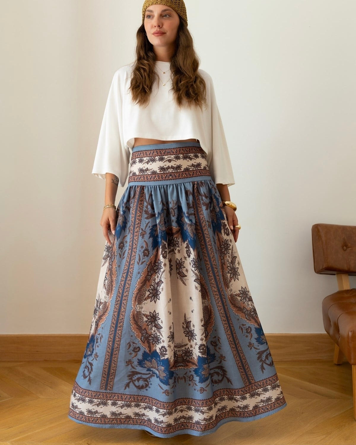 Blue Floral Skirt