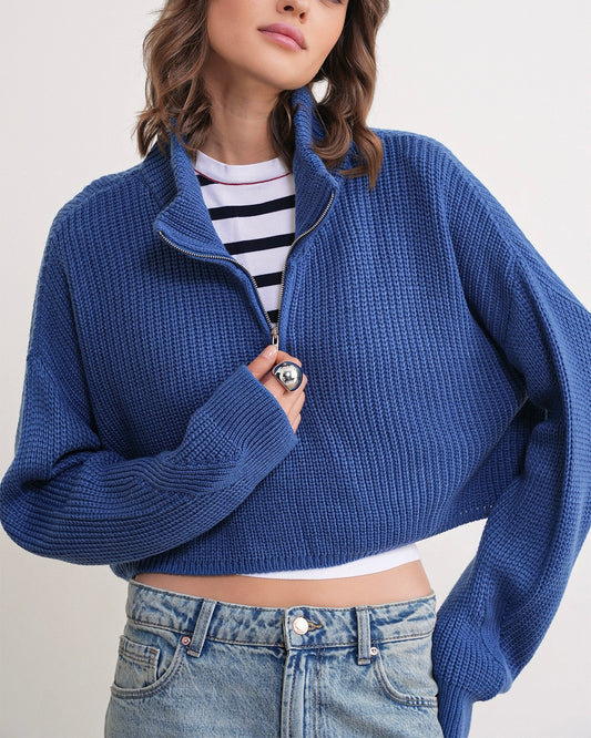 Blue Knitted Sweatshirt