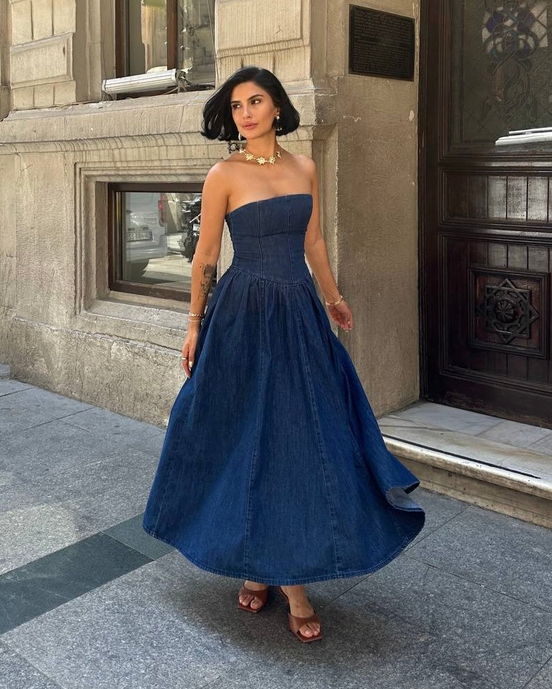 Denim Strapless Dress