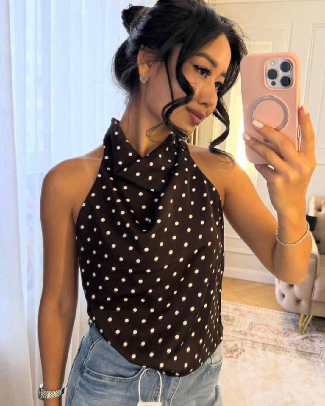 Polka Dot Satin Top